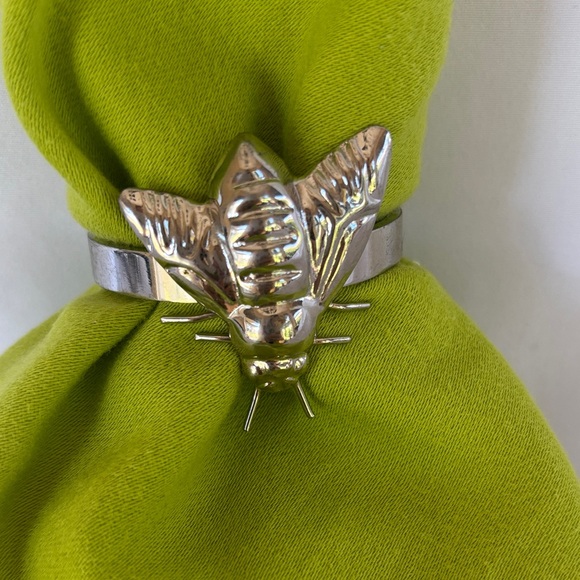Other - VINTAGE! SET OF 6 GENTLY WORN VERY PRETTY SILVER INSECT NAPKIN RINGS